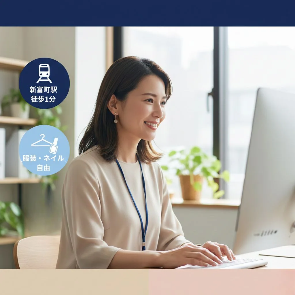 新富町駅徒歩1分の事務募集｜土日のみ・服装自由・創業45年の安定企業